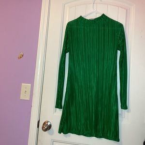 PLT Green High Neck Plisse Dress